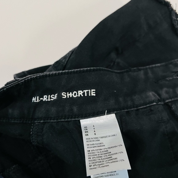 American Eagle Black High Rise Waisted Cuffed Shortie Jean Denim Shorts - Picture 6 of 11